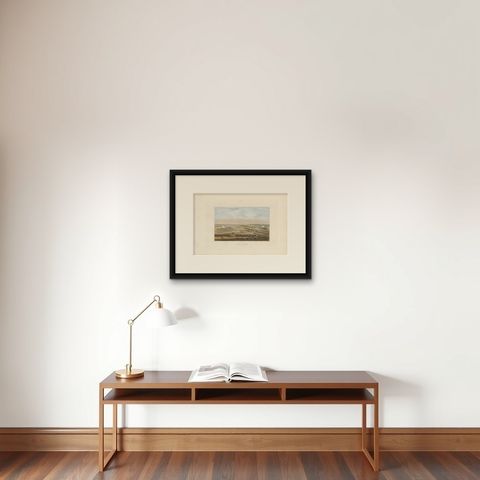 Antique Print of the Battle of Fuentes de Oñoro, 'circa 1860', shown framed on a wall