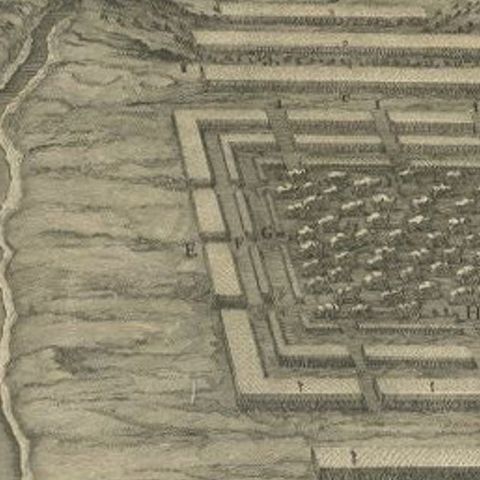 Antique Roman Battle Print of Vercingetorix's Three Camps by Duncan, c.1753, close-up 2