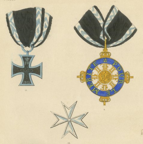 Orders of Prussia, Pour le Mérite Badge and Crosses, Plate LXI, 1844, close-up 1