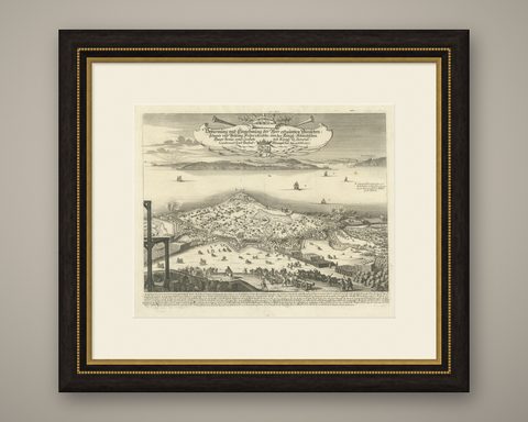 Prince Henry's Naval and Land Battle during the Seven Years' War Engraved, 1667, shown framed