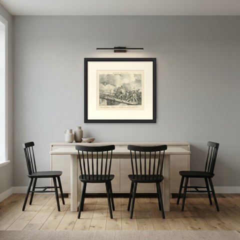 The Bridge of Arcole, the Flag of Lodi, Antique Madou Lithograph, 1827, shown framed in a room