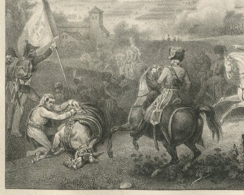 Battle of Marengo, Desaix Arrives, Antique Madou Lithograph, 1827, close-up 1