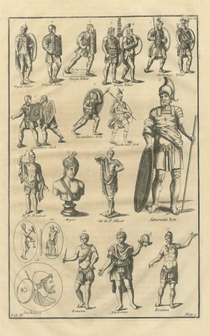 Roman Legionaries, Helmets and Gems from Trajan's Column, Montfaucon, 1722