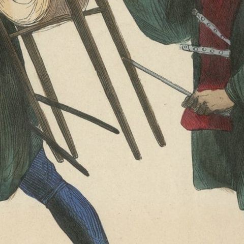 Original Antique Print of Japanese Infantry Musicians, ca.1845, close-up 3