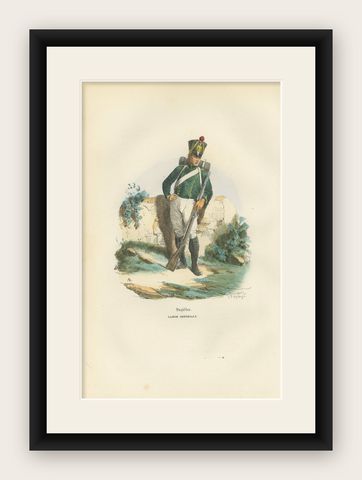 Pupilles of the Imperial Guard, Napoleonic Military Uniform Print, Paris 1843, shown framed