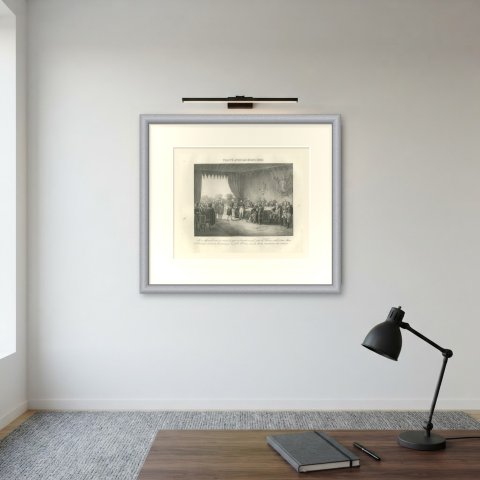 Treaty of Peace with the United States, 1800, Antique Madou Lithograph, 1827, shown framed on a wall