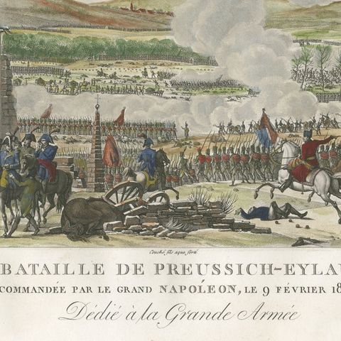 Napoleonic Wars, Battle of Eylau 1807, Hand-Colored Engraving, close-up 4