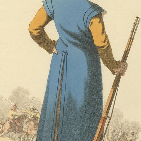 Antique Print Mameluke of Constantinople, The Military Costume of Turkey, 1818, close-up 2