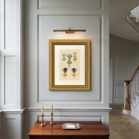Hohenzollern, Princely House Order Insignia, Plate XLV, Wood Engraving, 1844, shown framed on a wall