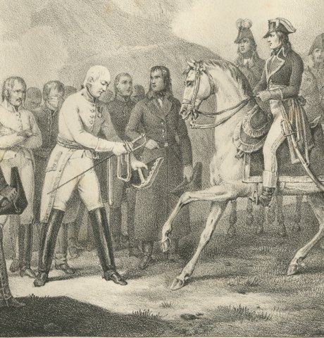 General Provera Surrenders after Millesimo, Antique Madou Lithograph, 1827, close-up 3