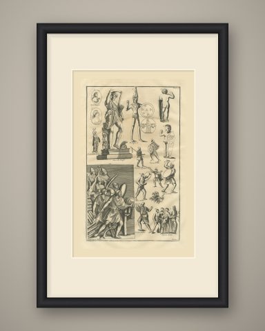 Archers, Slingers and Barbarian Warriors from Trajan's Column, 1722, shown framed