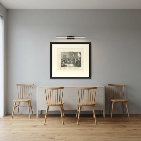 Bonaparte in the Council of Five Hundred, Antique Madou Lithograph, 1827, shown framed in a room