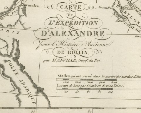 Alexander the Great's Expedition to the Indus, d'Anville Map, 1818, close-up 1