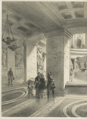 Tomb of Napoleon, Les Invalides, Paris, Antique Lithograph, circa 1861, close-up 1