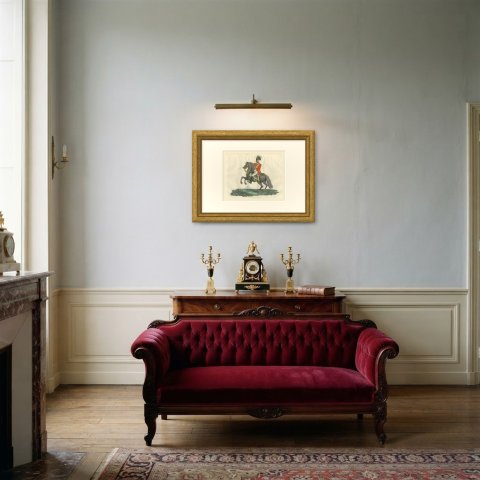 Prince of Orange on a Rearing Dark Gray Charger, circa 1815, shown framed in a room