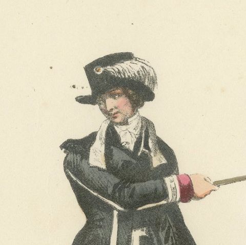 Distinguished Duty: Handcolored Print of a Swiss Guard Sergeant, 1862, close-up 1