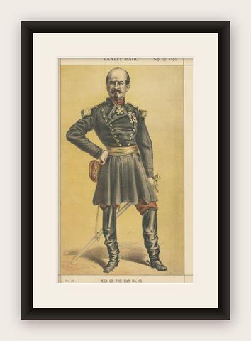 French Military Figure, Vanity Fair Men of the Day No. 10, 1870, shown framed