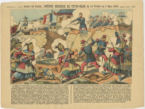 Tonkin War Battle Scene, Défense de Tuyen-Quan, Épinal Print, 1885, view 2