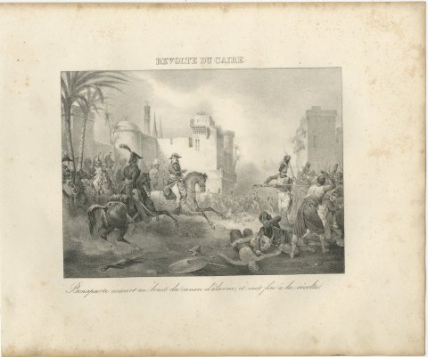 Revolt of Cairo, Bonaparte Ends the Uprising, Antique Madou Lithograph, 1827, view 2