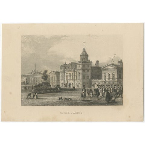 Antique Print of Horse Guards, Westminster, London, c.1840, view 2
