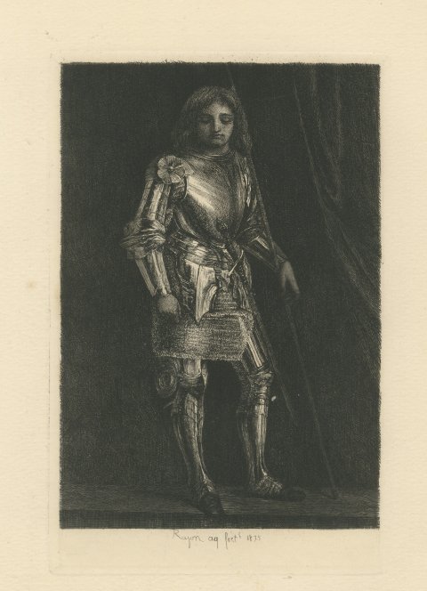 A Man in Armor after an Imitator of Giorgione, Etching by Paul Rajon, 1875