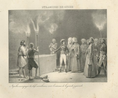 Inside the Great Pyramid of Giza, Egypt, Antique Madou Lithograph, 1827