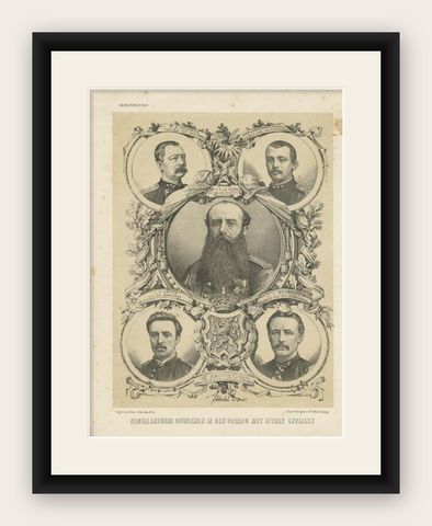 Portrait of Dutch Officers Who Died in the (Atjeh) Aceh War, Dutch East Indies, shown framed