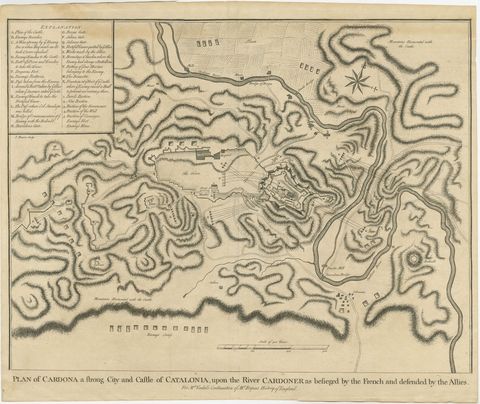 Antique Plan of the Siege of the Castle of Cardona in 1714, view 2