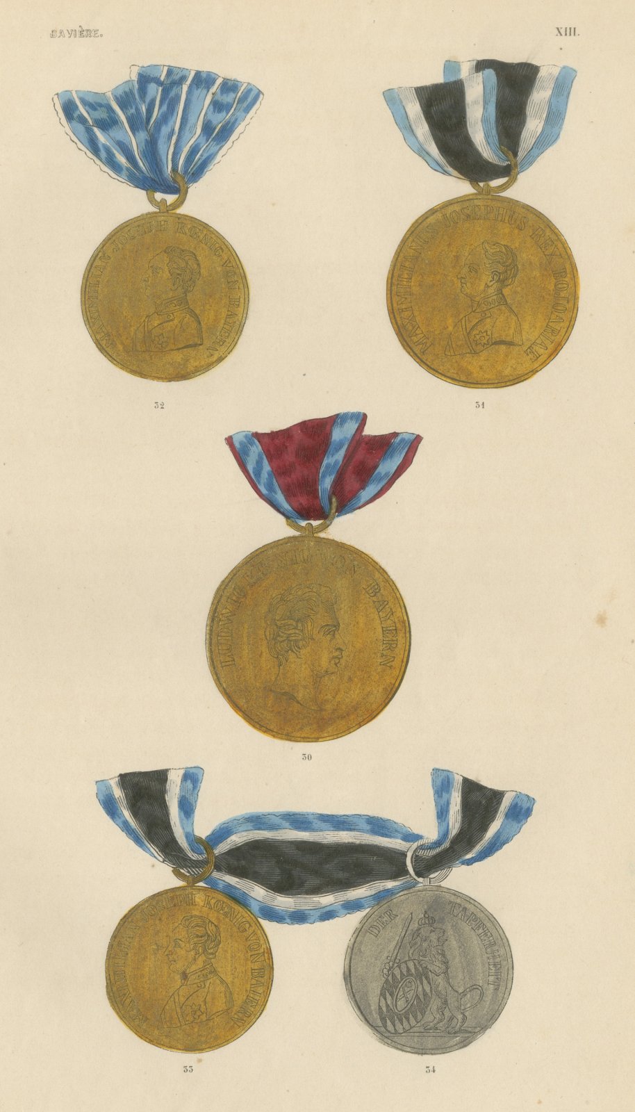 Bavarian Medals, Maximilian Joseph and Ludwig, Bravery Medal, Plate XIII, 1844