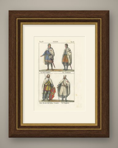 Knights of the Holy Sepulchre, Teutonic Order and Templars, Lithograph, 1842, shown framed