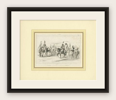 Antique Print of the Swedish Cavalry, c.1870, shown framed