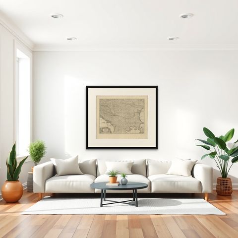 Large Map of the Habsburg–Ottoman War, Hungary & Balkans, 1729, shown framed in a room