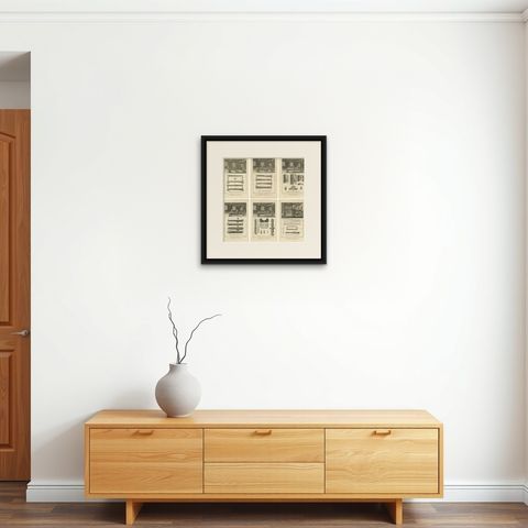 Rare Engravings Depicting the Intricate Process of Cannon Manufacturing, ca.1770, shown framed on a wall