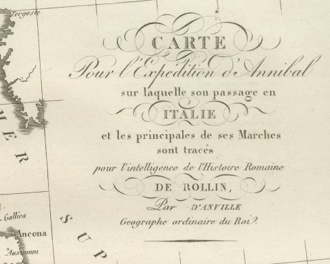 Hannibal's March into Italy, d'Anville Map for Rollin's Roman History, 1818, close-up 1