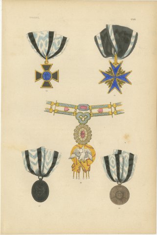 Orders of Prussia, Pour le Mérite Cross and 1813 1814 Medals, Plate LXII, 1844, view 2