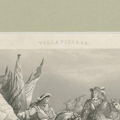 Antique Print of the Battle of Villaviciosa by Payne, circa 1850, close-up 1