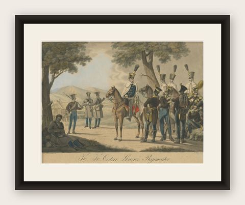 Austrian Frontier Regiment Soldiers during the Napoleonic Era, circa 1820, shown framed