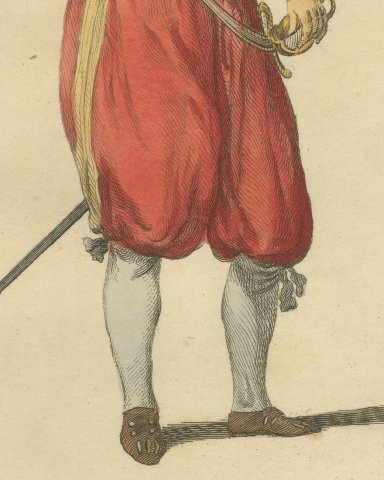 Prince of Orange in 1572 in Armor, Hand Colored Jefferys Costume Plate, 1757, close-up 2