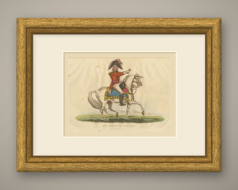 Sir Thomas Picton with Telescope on a Gray Horse Before an Army Camp, 1815, shown framed