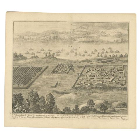 Antique Roman Battle Print of Ptolemy's Camp by Duncan, c.1753