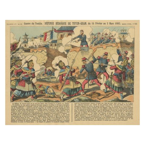 Tonkin War Battle Scene, Défense de Tuyen-Quan, Épinal Print, 1885