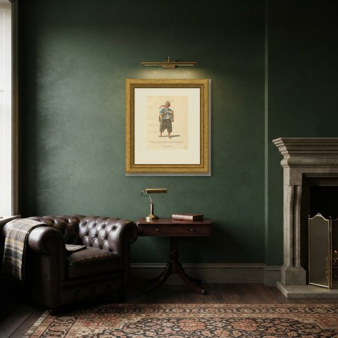 Corporal of the Warasdin Pandours in 1742, Hand Colored Jefferys Plate, 1757, shown framed in a room