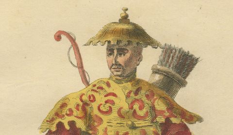Mandarin Officer of War, Chinese Tartary, Antique Print, Jefferys, 1749, close-up 2