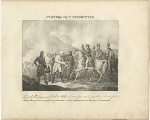 General Provera Surrenders after Millesimo, Antique Madou Lithograph, 1827, view 2