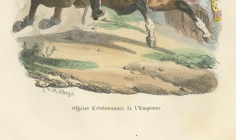 Officer d’Ordonnance de l’Empereur, French Imperial Guard Cavalry Print, 1843, close-up 1