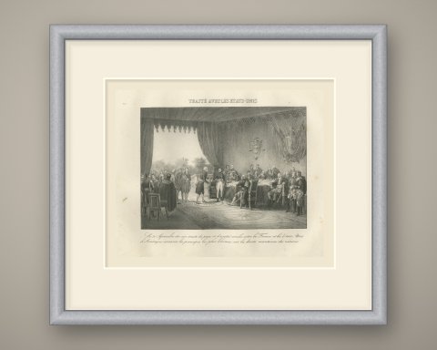 Treaty of Peace with the United States, 1800, Antique Madou Lithograph, 1827, shown framed