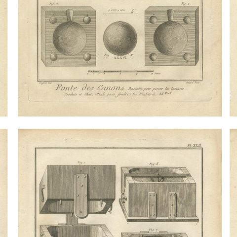 Rare Engravings of Cannon Manufacturing and Artillery Casting Techniques, c.1770, close-up 2