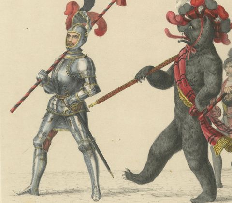 The Armored Leader and the Bear, A Unique Bernese Procession, 1855, close-up 1