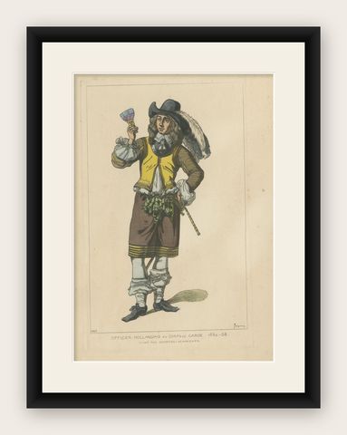 Antique Print of a Dutch Officer by Jacquemin 'c.1870', shown framed