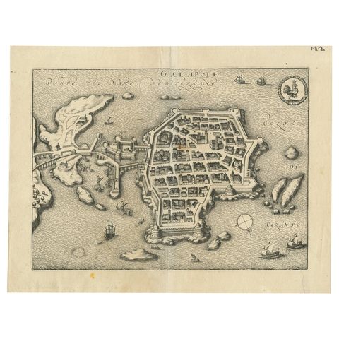 Bird’s-Eye View Map of Gallipoli: Fortified Ionian Gem by Mattheus Merian, 1688